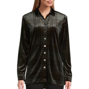 John Mark Velvet Plaid Long Sleeve Point Collar Button Front Shirt